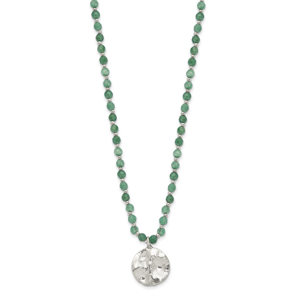 Sterling Silver Aventurine Beaded 18.5in w/1.75in ext Necklace QH5716-18.5