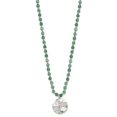 Sterling Silver Aventurine Beaded 18.5in w/1.75in ext Necklace QH5716-18.5