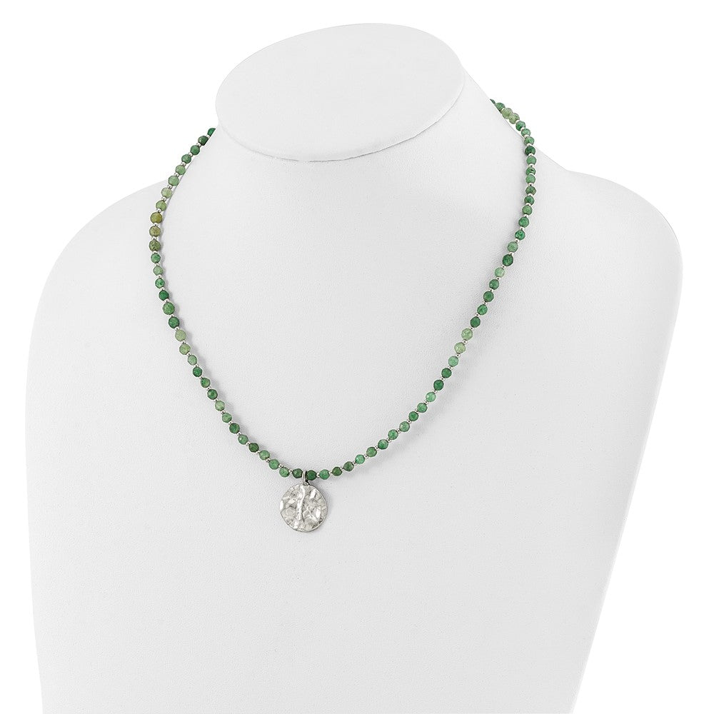 Sterling Silver Aventurine Beaded 18.5in w/1.75in ext Necklace QH5716-18.5
