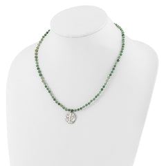Sterling Silver Aventurine Beaded 18.5in w/1.75in ext Necklace QH5716-18.5