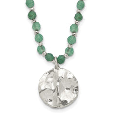 Sterling Silver Aventurine Beaded 18.5in w/1.75in ext Necklace QH5716-18.5