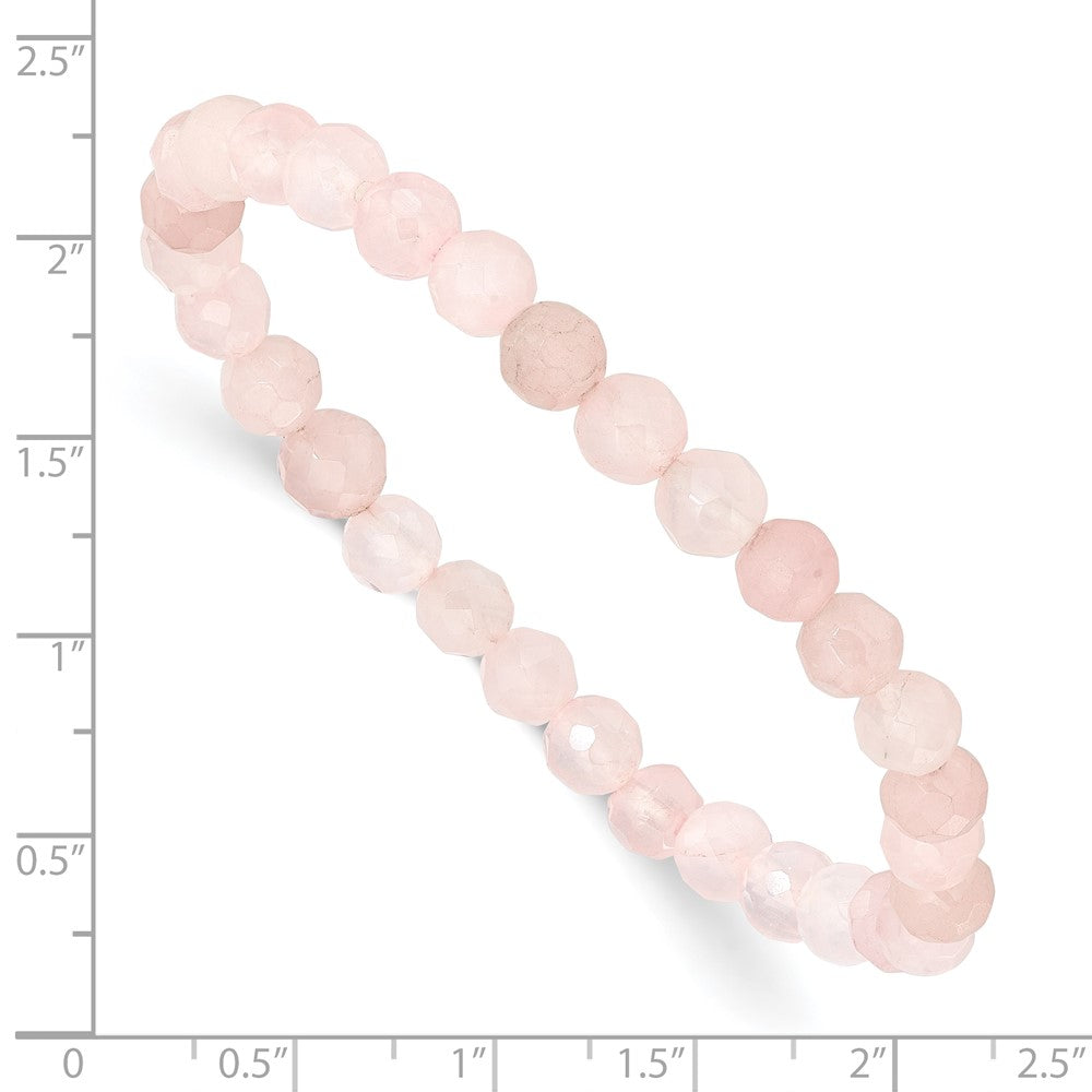 Rose Quartz Faceted 6.50mm Beaded Stretch Bracelet QH5725