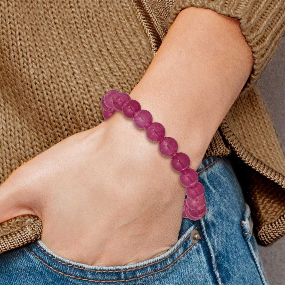 Strawberry Quartz 8.50mm Beaded Stretch Bracelet QH5727