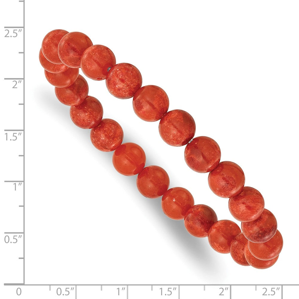 Reconstituted Coral 8.5mm Beaded Stretch Bracelet QH5729