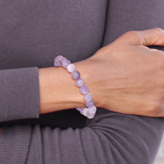 Amethyst 8.50mm Beaded Stretch Bracelet QH5736