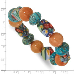 Aventurine, Agate and Kangsai Glass Beaded Stretch Bracelet QH5746