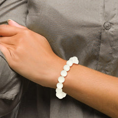 White Jade 10.00mm Beaded Stretch Bracelet QH5750