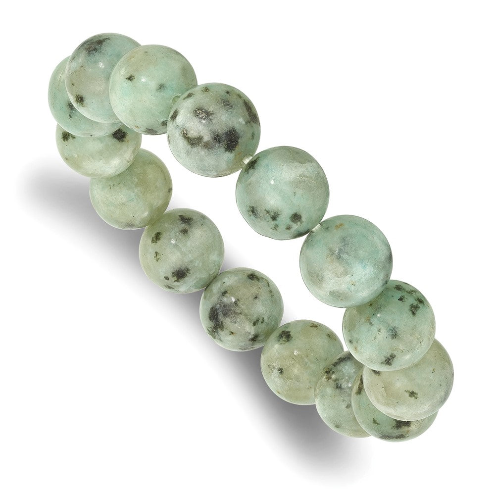 Kiwi Jasper 12mm Beaded Stretch Bracelet QH5751