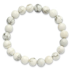 White Howlite 8.50mm Beaded Stretch Bracelet QH5759