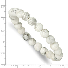 White Howlite 8.50mm Beaded Stretch Bracelet QH5759