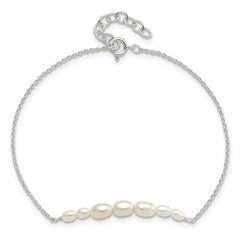 Sterling Silver E-coated with Freshwater Cultured Pearl w/1in ext Bracelet QH5766-7