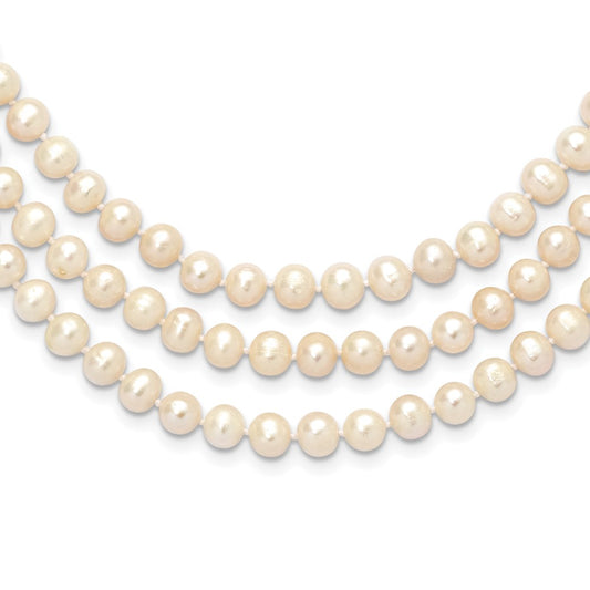 7-8mm White Near-Round Freshwater Cultured Pearl 76 inch Slip on Necklace QH5774