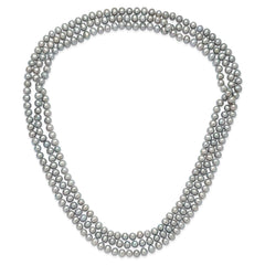 7-8mm Grey Near-Round Freshwater Cultured Pearl 76 inch Slip on Necklace QH5776
