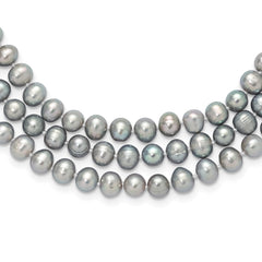 7-8mm Grey Near-Round Freshwater Cultured Pearl 76 inch Slip on Necklace QH5776