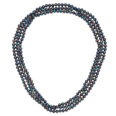 7-8mm Black Near-Round Freshwater Cultured Pearl 76 inch Slip on Necklace QH5777