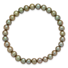 7-8mm Semi-Round Grey/White/Black/Red/Green Freshwater Cultured Pearl Stretch 5-Bracelet Set QH5838