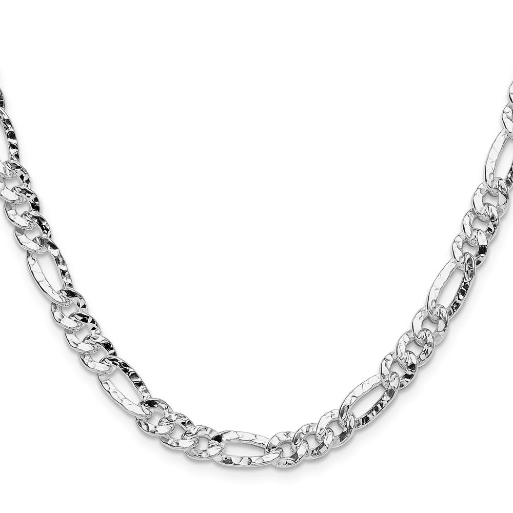 Sterling Silver 6.3mm Hammered Figaro ChainQHF150