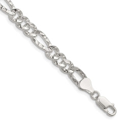 Sterling Silver 6.3mm Hammered Figaro ChainQHF150