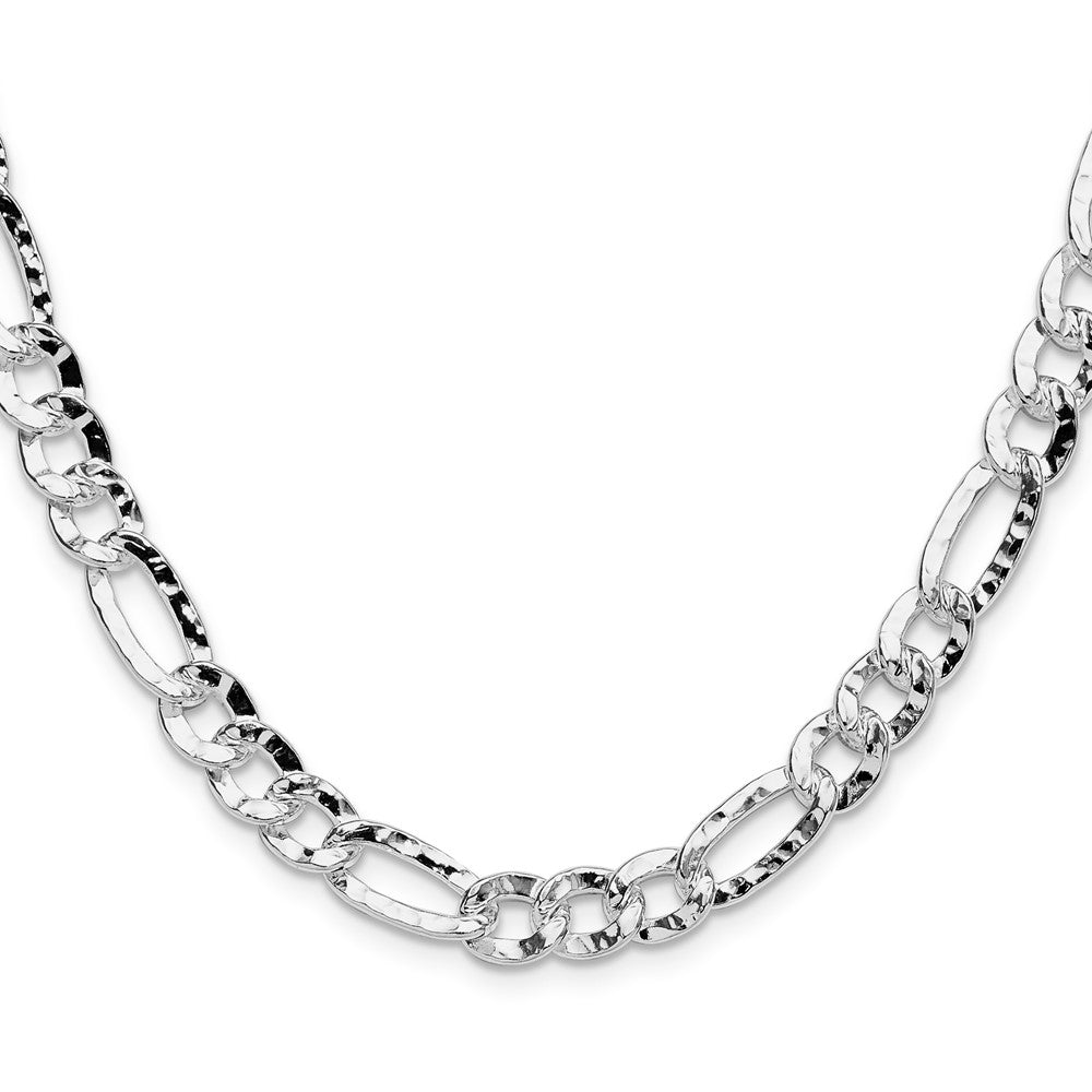 Sterling Silver 7.6mm Hammered Figaro ChainQHF180
