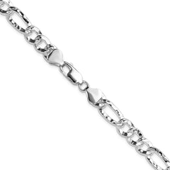 Sterling Silver 7.6mm Hammered Figaro ChainQHF180