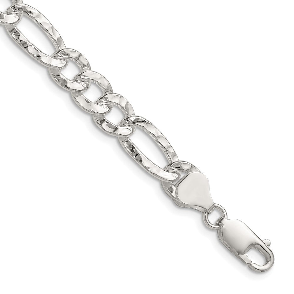 Sterling Silver 7.6mm Hammered Figaro ChainQHF180