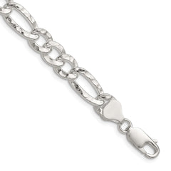 Sterling Silver 7.6mm Hammered Figaro ChainQHF180