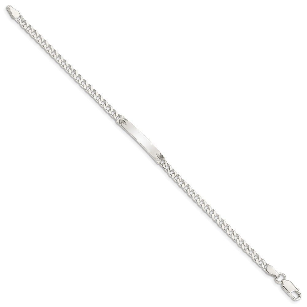 Sterling Silver Polished Engraveable Curb Link ID Bracelet QID101-7
