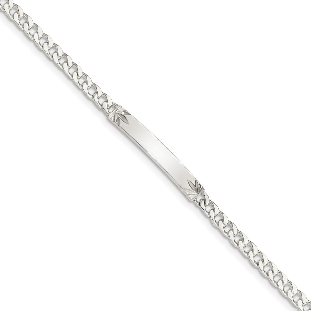 Sterling Silver Polished Engraveable Curb Link ID Bracelet QID101-7