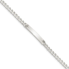 Sterling Silver Polished Engraveable Curb Link ID Bracelet QID101-7