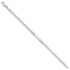 Sterling Silver Diamond-cut Engraveable Curb Link ID Bracelet QID102-7