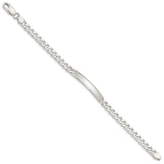 Sterling Silver Diamond-cut Engraveable Curb Link IN Bracelet QID103-7