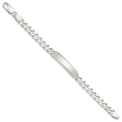 Sterling Silver Diamond-cut Engraveable Curb Link ID Bracelet QID104-7