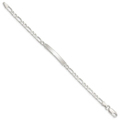 Sterling Silver Engraveable 7 in. Figaro Link ID Bracelet QID105-6