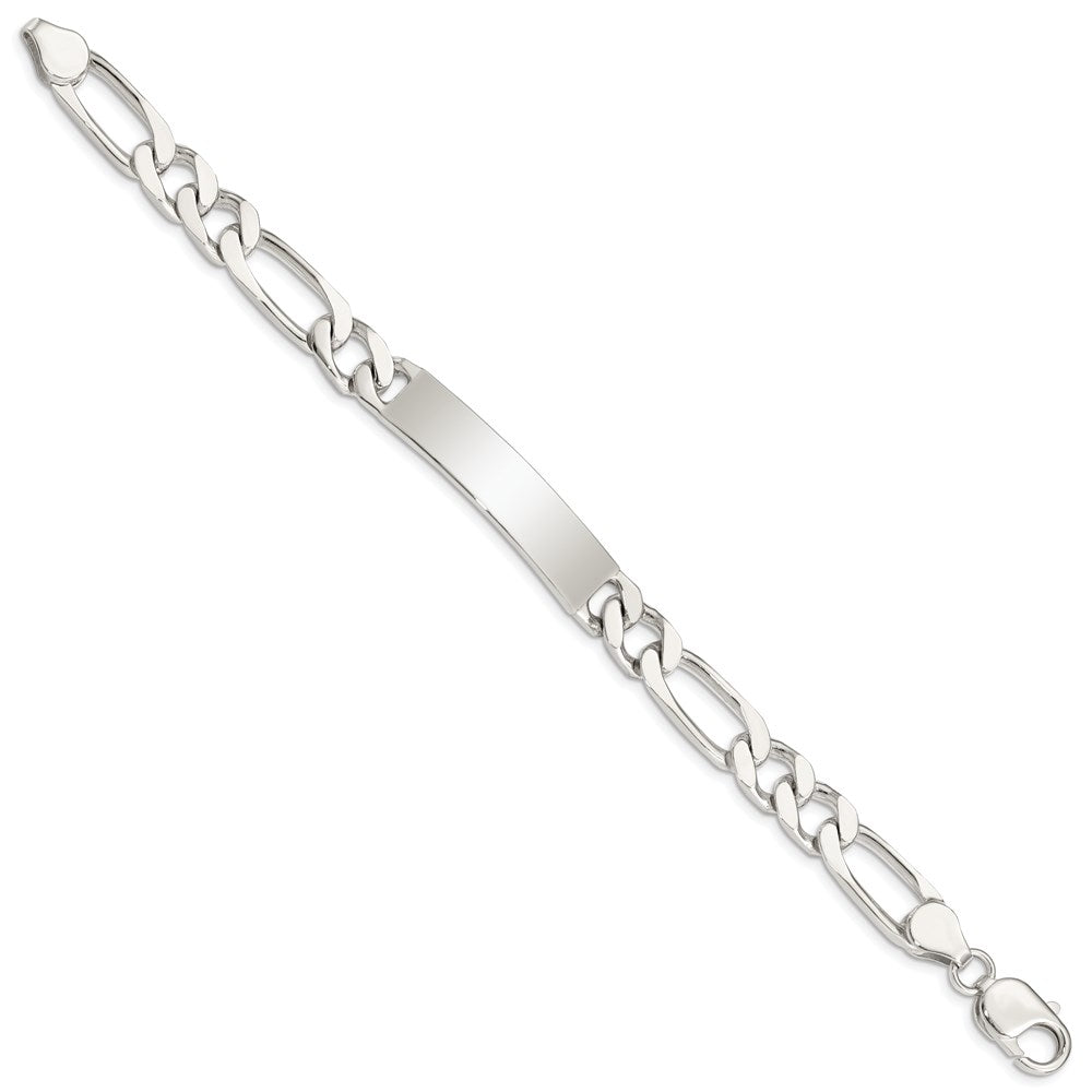 Sterling Silver 8.5inch Polished Engraveable Figaro Link ID Bracelet QID109-7.5