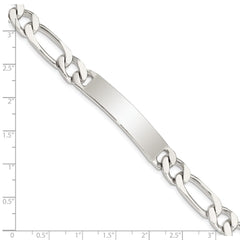 Sterling Silver 8.5inch Polished Engraveable Figaro Link ID Bracelet QID109-7.5