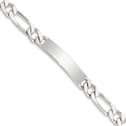 Sterling Silver 8.5inch Polished Engraveable Figaro Link ID Bracelet QID109-7.5