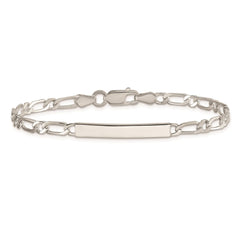 Sterling Silver 7inch Polished Engraveable 1 Figaro Link ID Bracelet QID112-7