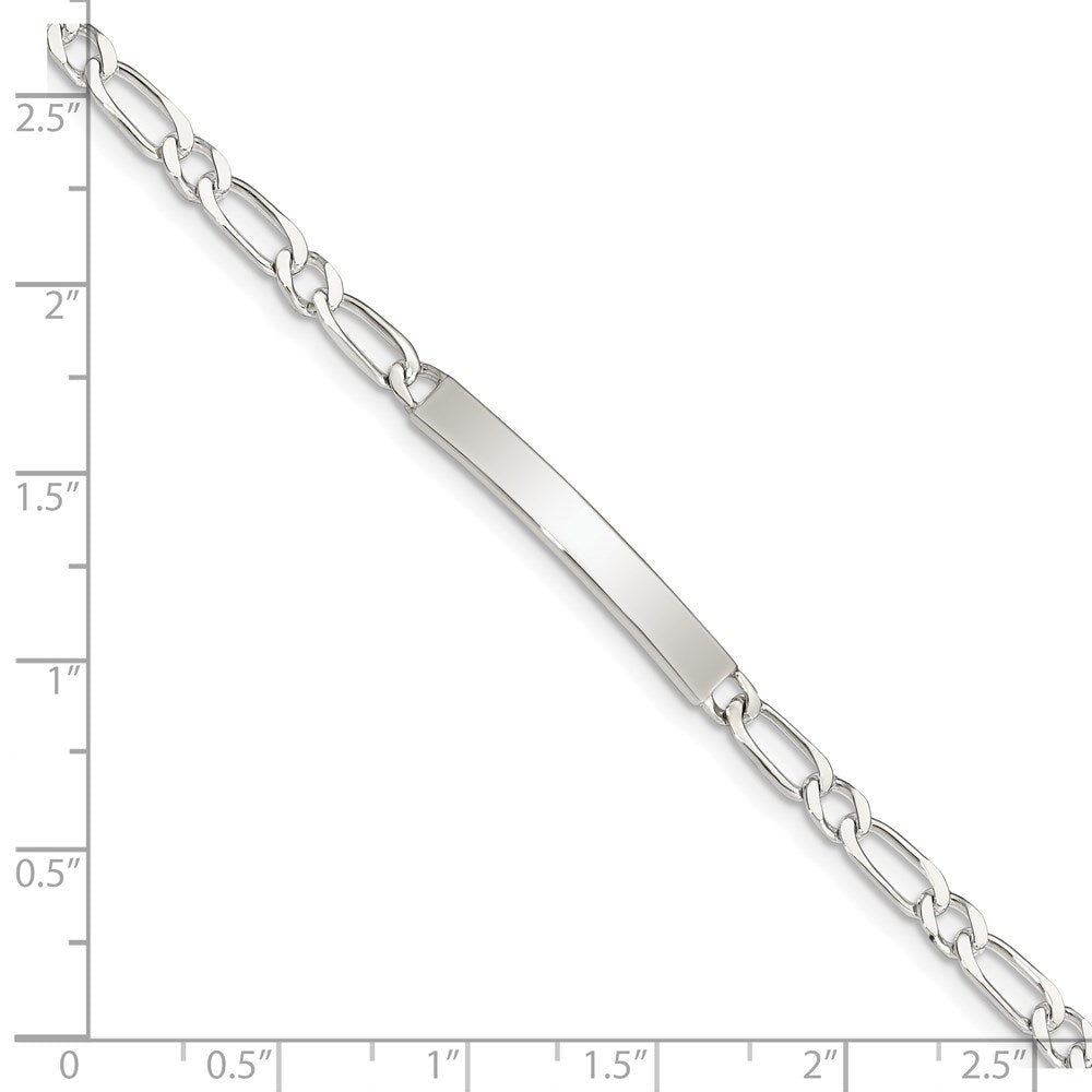 Sterling Silver 7inch Polished Engraveable 1 Figaro Link ID Bracelet QID112-7