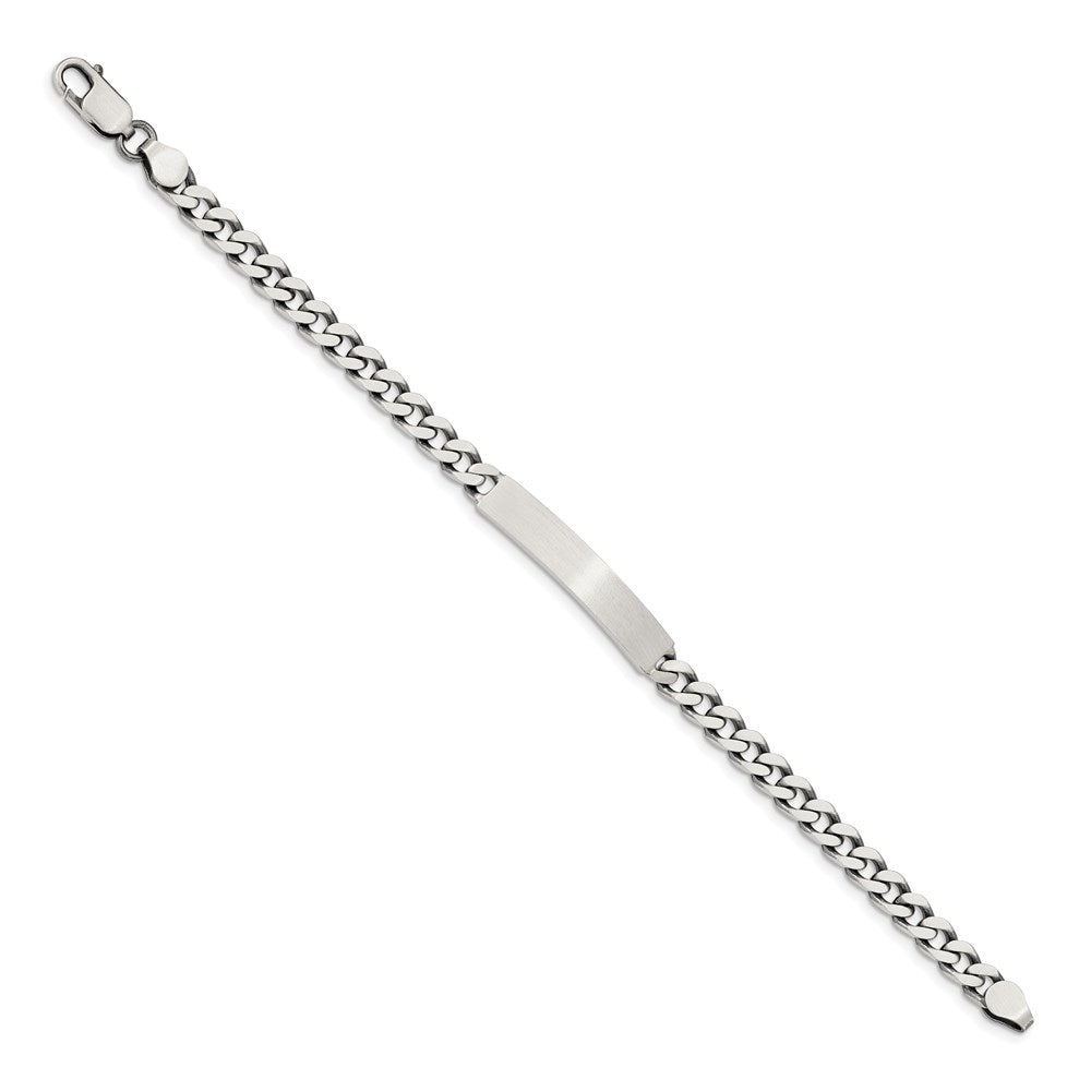 Sterling Silver 8inch Engraveable Antiqued Curb Link ID Bracelet QID118-7