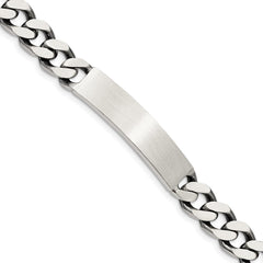 Sterling Silver 7inch Engraveable Antiqued Curb Link ID Bracelet QID121-7