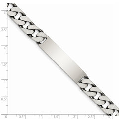 Sterling Silver 7.5inch Engraveable Antiqued Curb Link ID Bracelet QID122