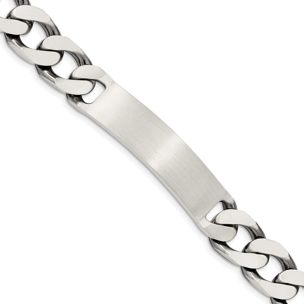 Sterling Silver 7.5inch Engraveable Antiqued Curb Link ID Bracelet QID123-7.5