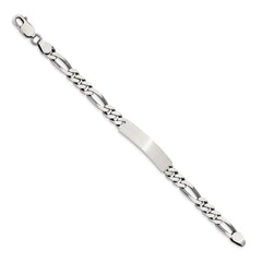 Sterling Silver 8inch Engraveable Antiqued Figaro Link ID Bracelet QID126-7