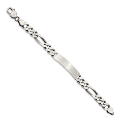 Sterling Silver 8inch Engraveable Antiqued Figaro Link ID Bracelet QID127-7