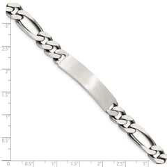 Sterling Silver 8inch Engraveable Antiqued Figaro Link ID Bracelet QID127-7
