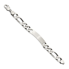 Sterling Silver 8.5inch Engraveable Antiqued Figaro Link ID Bracelet QID129-7.5