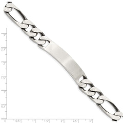Sterling Silver 8.5inch Engraveable Antiqued Figaro Link ID Bracelet QID129-7.5