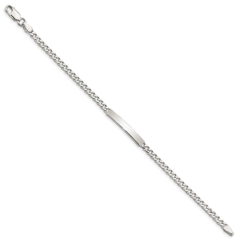 Sterling Silver Polished Engraveable Curb Link ID Bracelet QID130-7