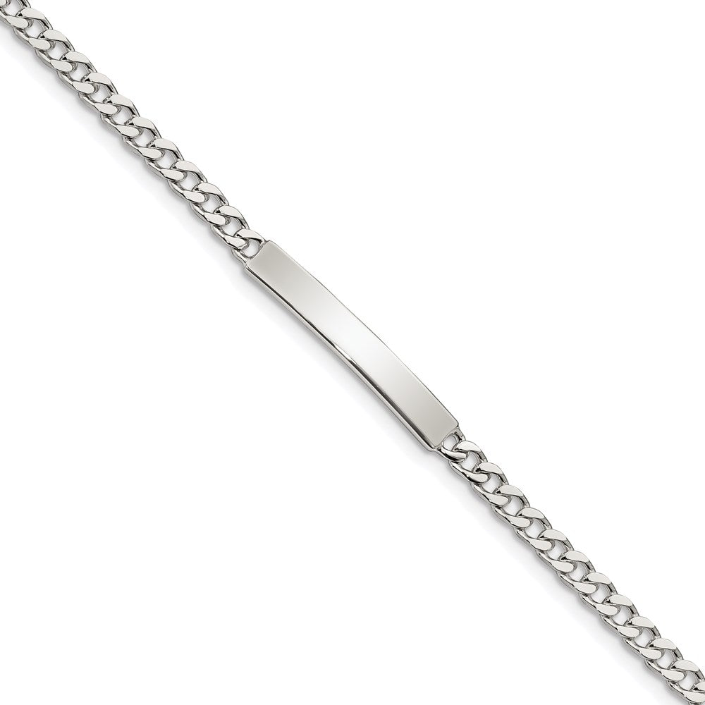 Sterling Silver Polished Engraveable Curb Link ID Bracelet QID130-7