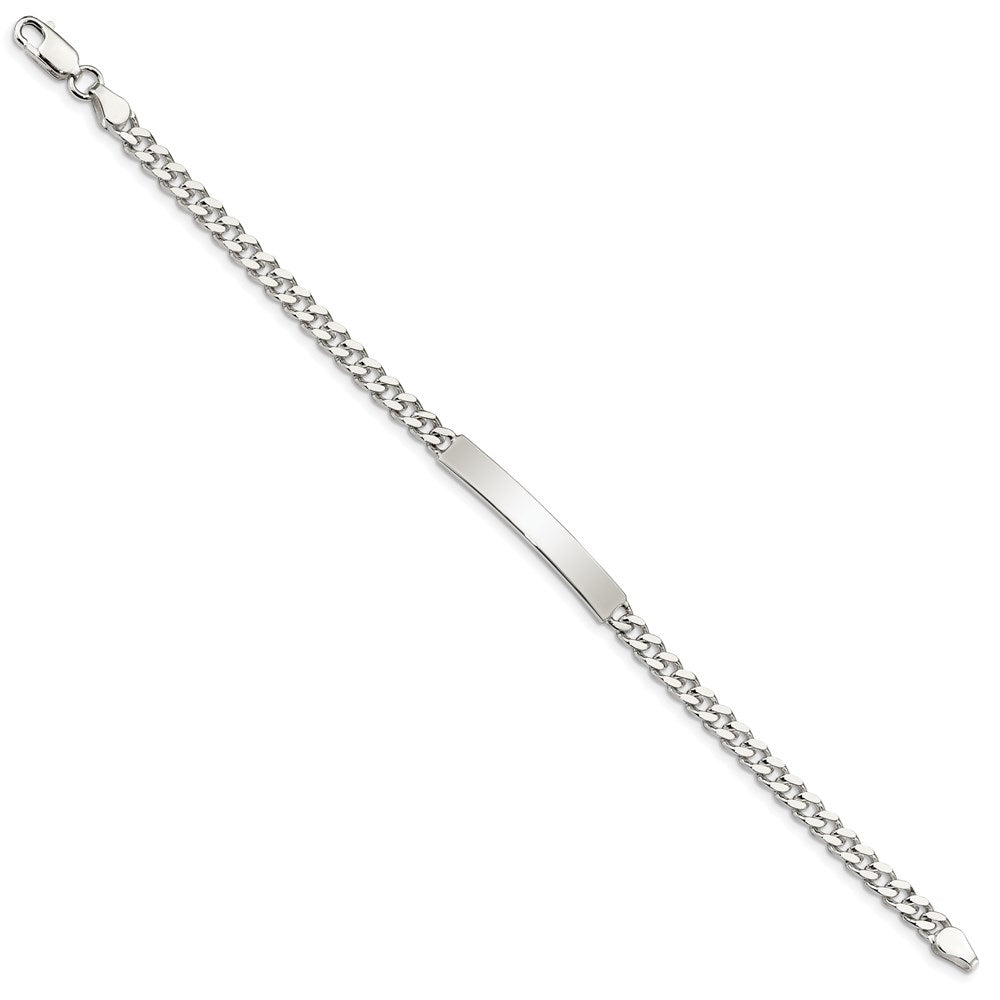 Sterling Silver 8inch Polished Engraveable Curb Link ID Bracelet QID131-7